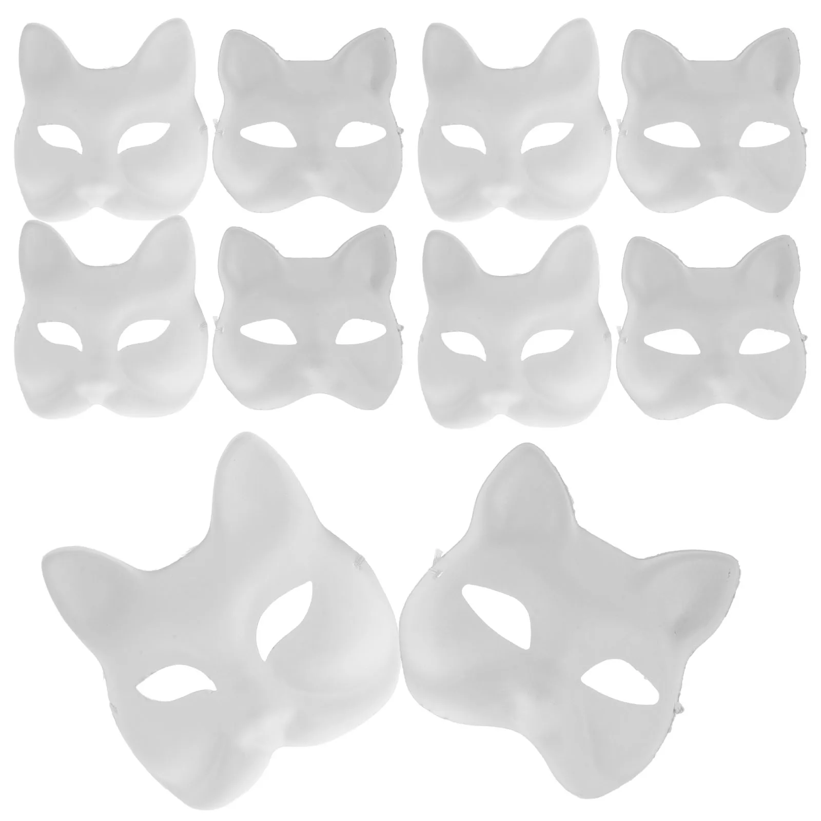

10pcs DIY Blank Masks Fox Cat Animal Unpainted Plastic Craft Halloween Kids Masquerade Japanese Face