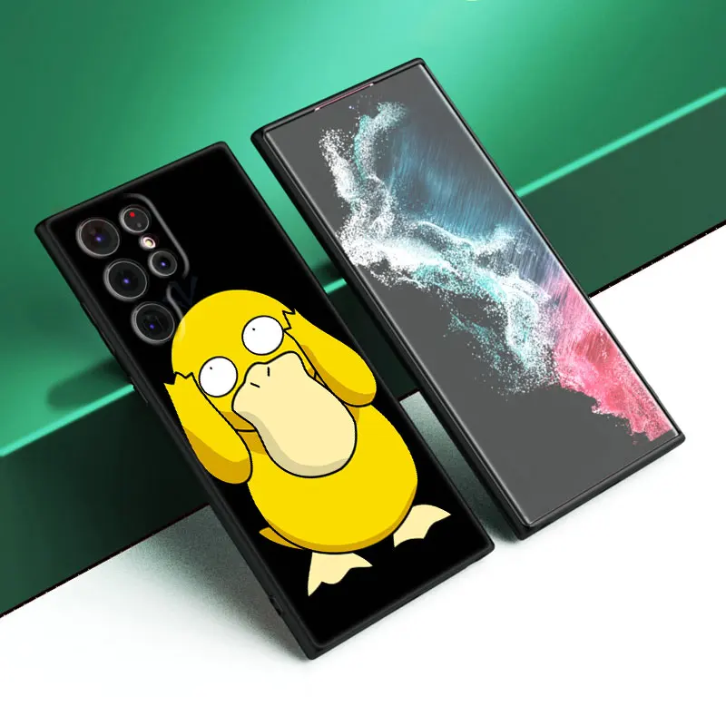 Psyduck Pokemon Phone Case For Samsung Galaxy S23 S22 S21 Ultra S20 FE 5G S10E S10 Lite S8 S9 Plus S7 Edge Black Cover