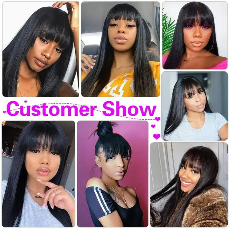 Bone Straight Wig With Bangs Fringe 6X4 Lace Front Human Hair Wigs Brazilian On Sales Remy Glueless Middle Part Lace Wigs Cheap