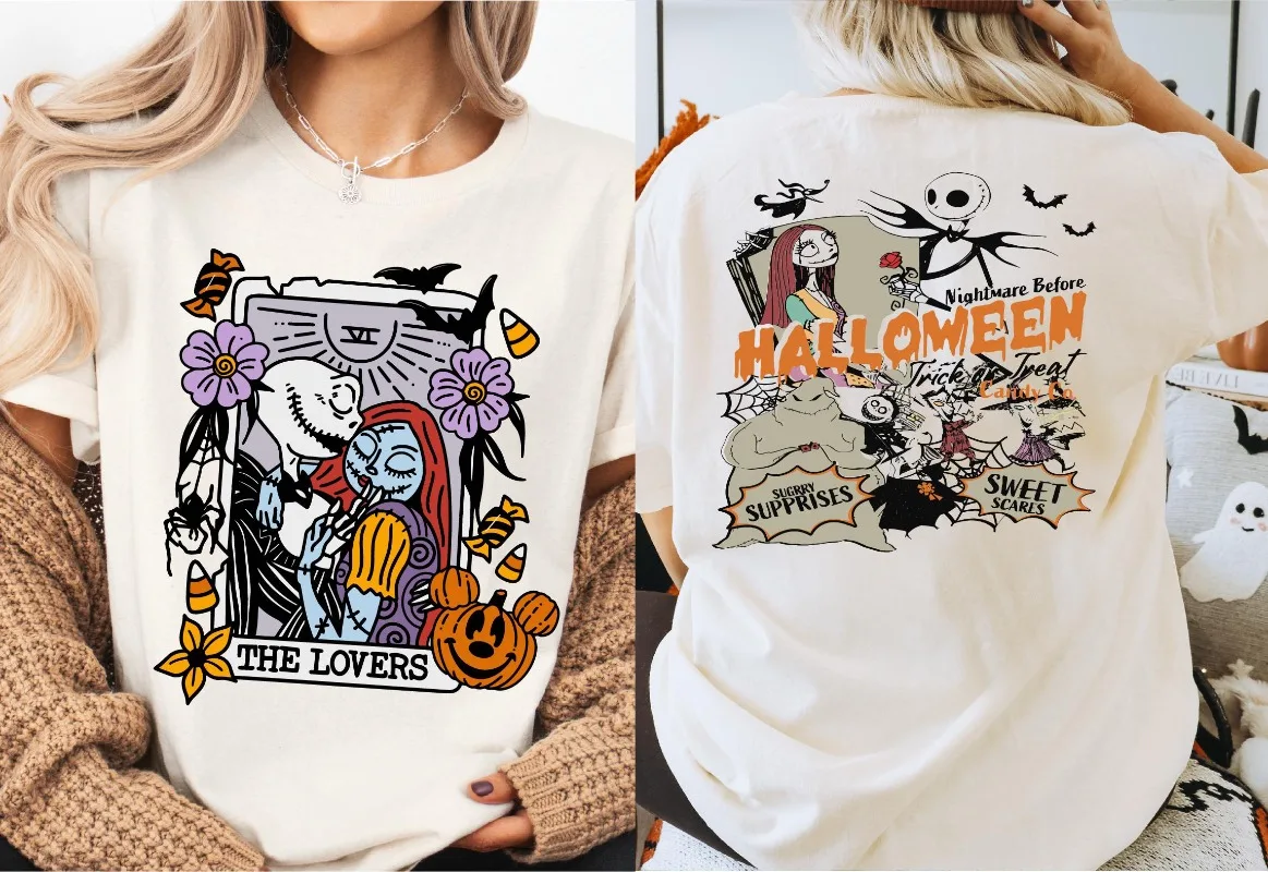 

Halloween The Lovers Tee Nightmare Before Xmas Shirt Skellington Halloween T-Shirt Halloween Disney Trip Shirt