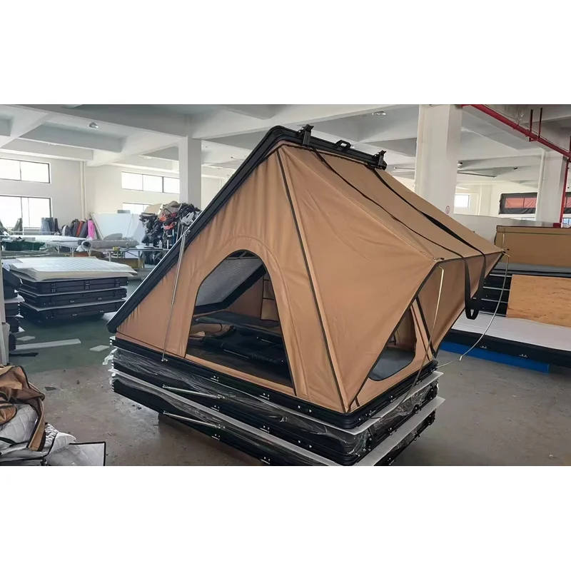 Outdoor Camping Vehicle Accessories, Aluminum Triangular Hard‑Rooftop Tent with OX Fabric Four‑Season Quick‑Setup Function