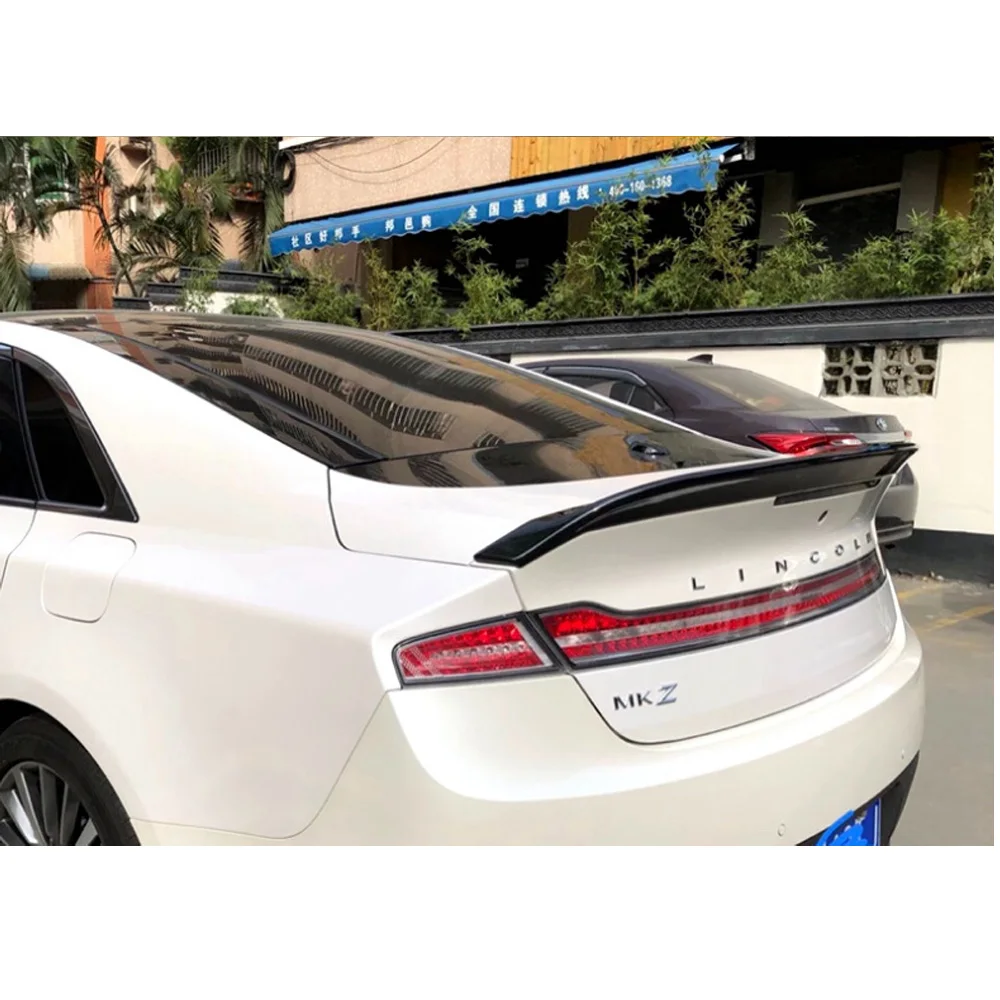 Black Spoiler Wing For Lincoln MKZ Spoiler Top Wings Black Lip Body Kit Splitter Trunk Trim Affix Stick Car Accessories