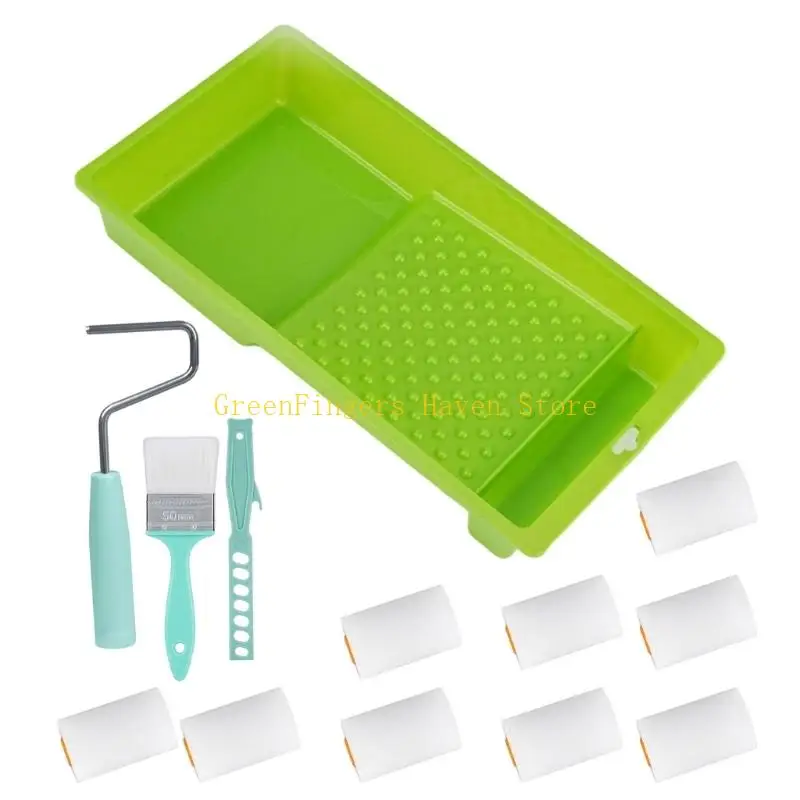 F68D Complete Painting Set With 13 Texture Rollers and Roller Frame Convenient for Wall Surfaces Finishes Daily Use
