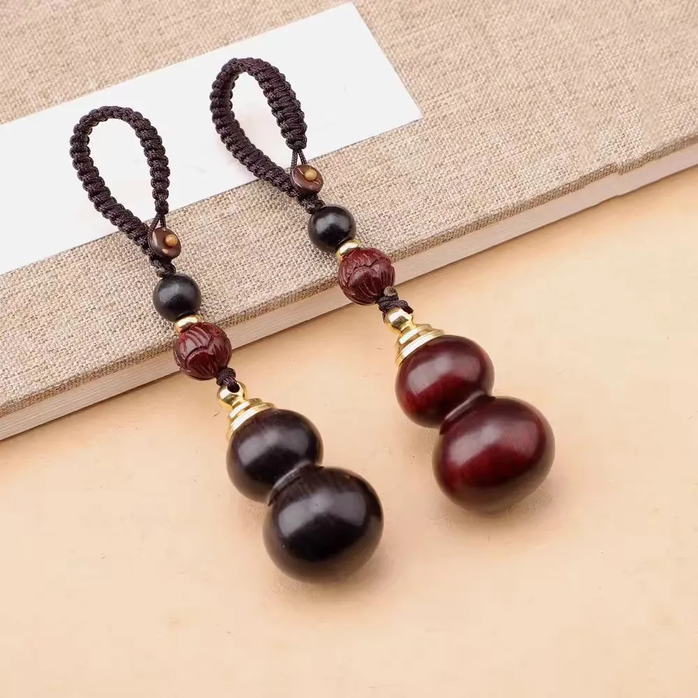 

Natural Black Rosewood Bamboo Section Gourd Keychain Car Key Ring Creative Pendant for Men and Women Gifts