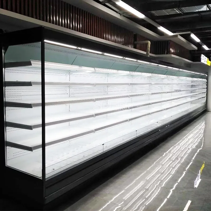 

FOODLINE Customized Supermarket Multideck Upright Curtain Display Refrigerator Open Chiller for Vegetables and Dairy Commercial