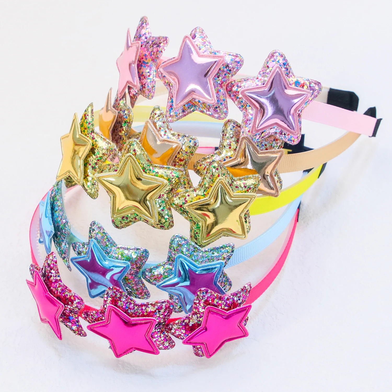 1PC Cute Girls Headbands Glitter Star Shaped Hairbands Rainbow Star Headbands Kids Children Party Decoration Hair Accessories