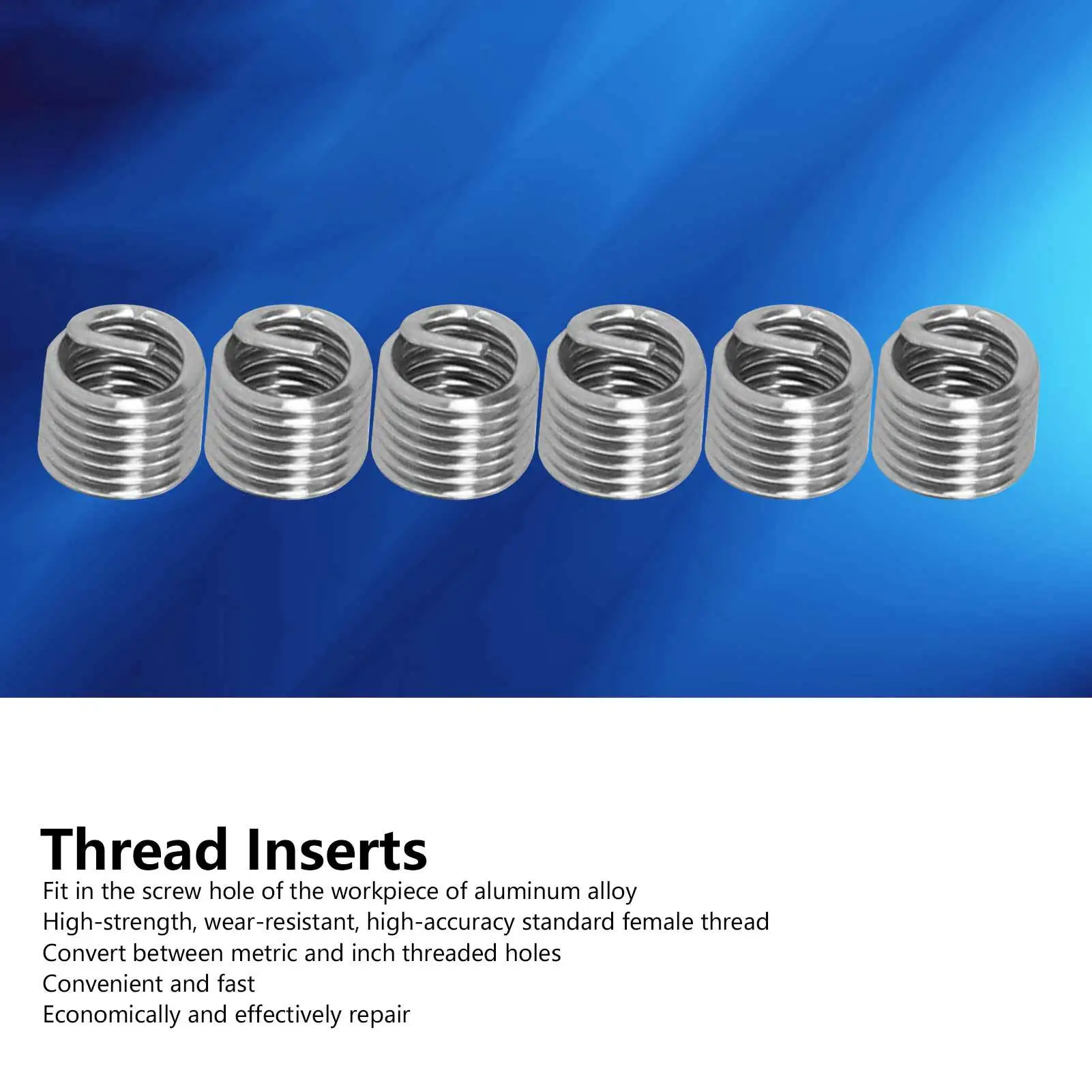 100Pcs Thread Inserts Male Female Reducing Nut Repair Tool Stainless Steel Fastener M6x1