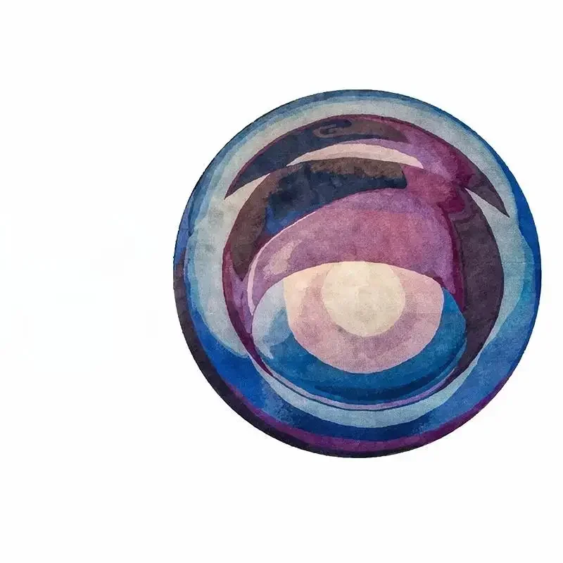 ~O~Simple Abstract Round Rug for Living Room & Bedroom – Non-Slip Machine Washable Home Decor Carpet