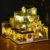 DIY Wooden Japanese Big Casa  Miniature Model Kit 3D Puzzle Dollhouse With Furniture Lights Villa Home Decor for Friends Gifts