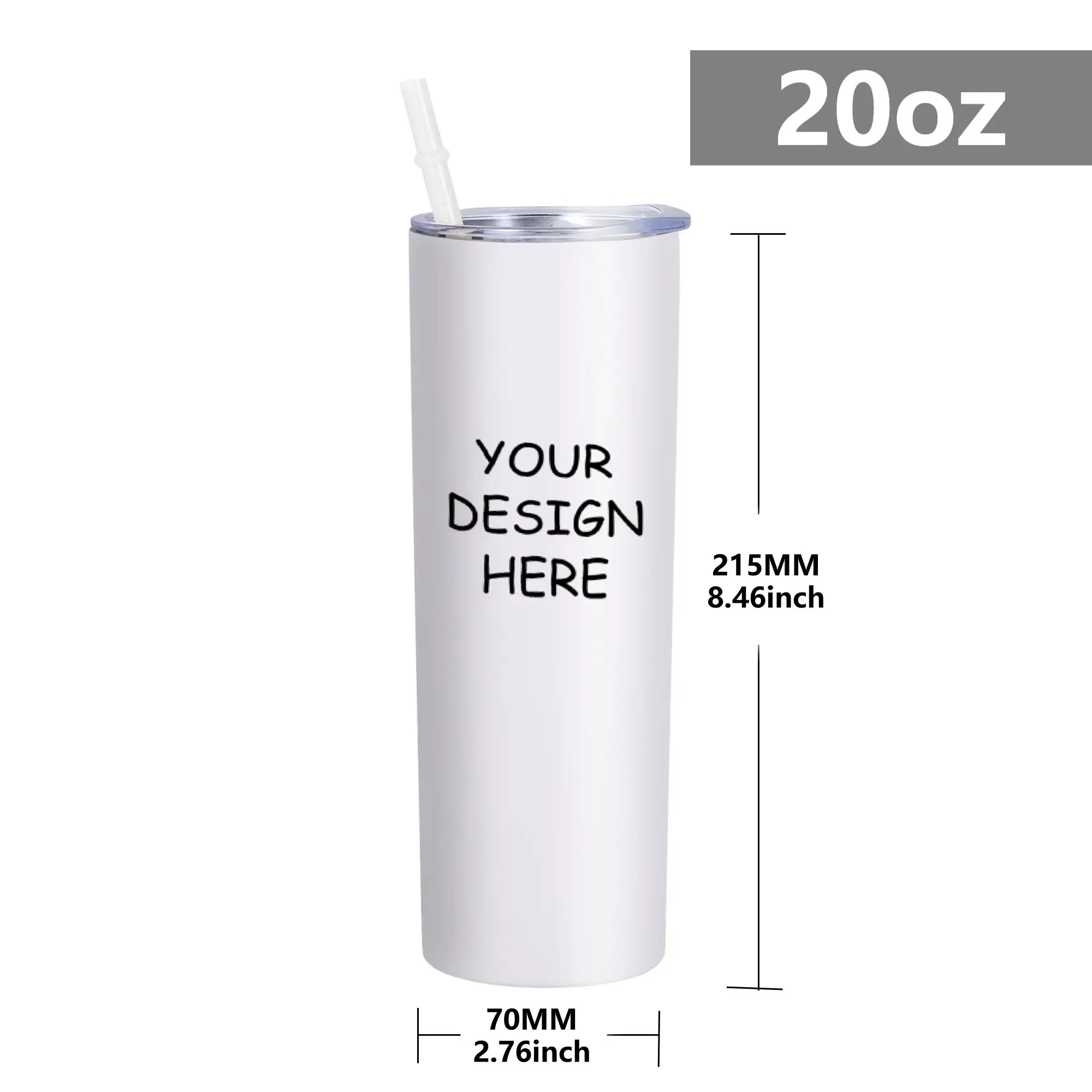 Personalized 20oz Tumbler with Lid and Straw Custom Your Design Logo Text Skinny Tumbler Trendy Travel Coffee Cup Insulated Cups