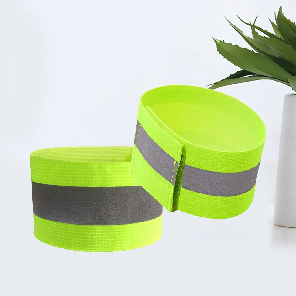 2 قطعة أساور السلامة العاكسة وضوح عالية العصابات الفلورسنت ليلا تشغيل التنزه القدم الذراع استخدام أساور الفلورسنت