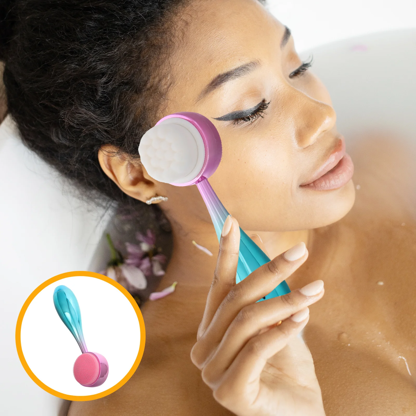 

Face Wash Brush For Women Men Facial Cleansing Tool Dual-Sided Silicone Scrubber Pore Portable Mini Wash Face