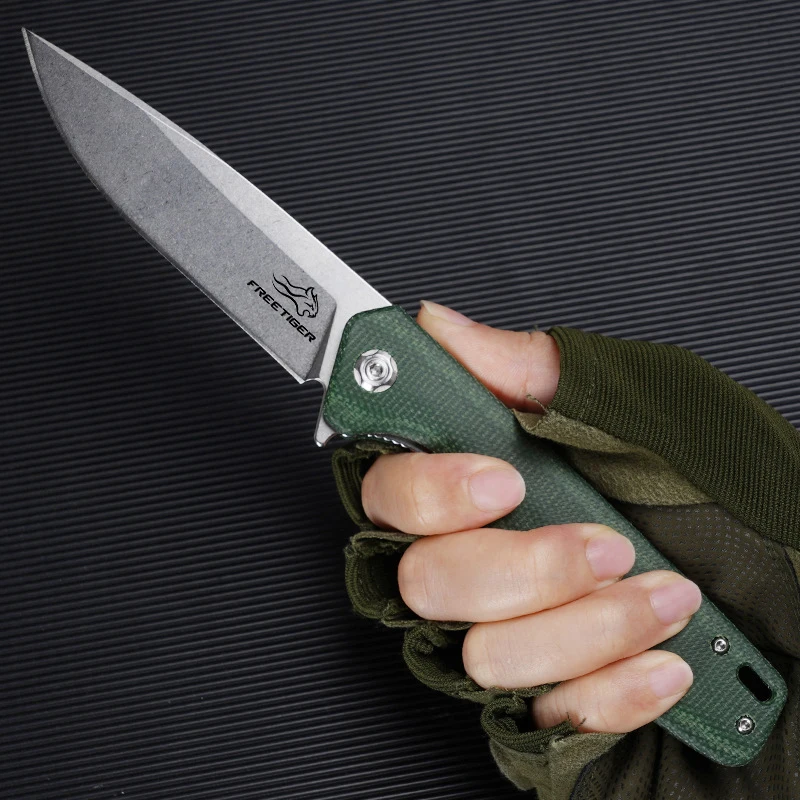 FREETIGER New Folding Pocket Knife D2 Blade Micarta Handle Outdoor Tools Camping Hunting Survival EDC Knives For Men-  FT923