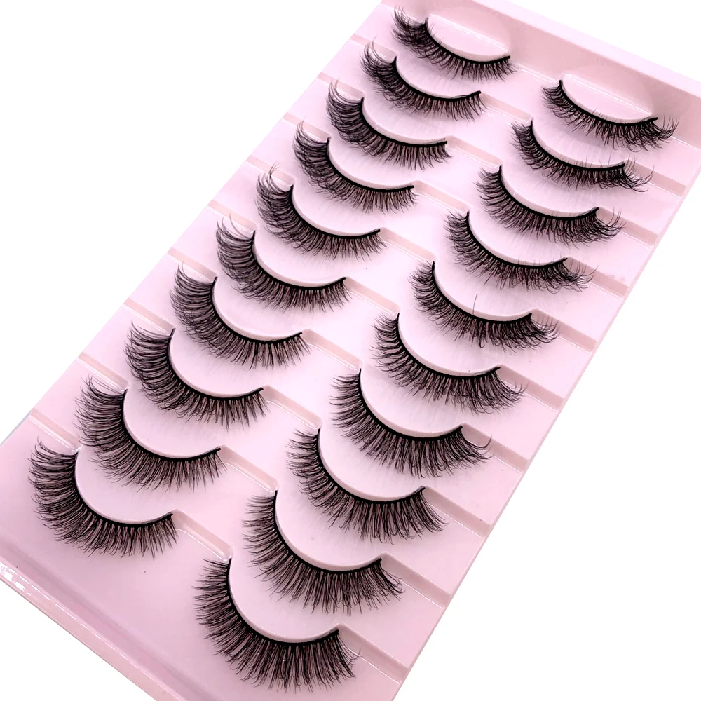 Neue 10 Paar 3D Faux Nerz Haar Falsche Wimpern Natürliche Unordentliche Wimpern Kreuzmuster Wispy Flauschige Wimpern Verlängerung Augen Make-Up-Tools – Detail 18