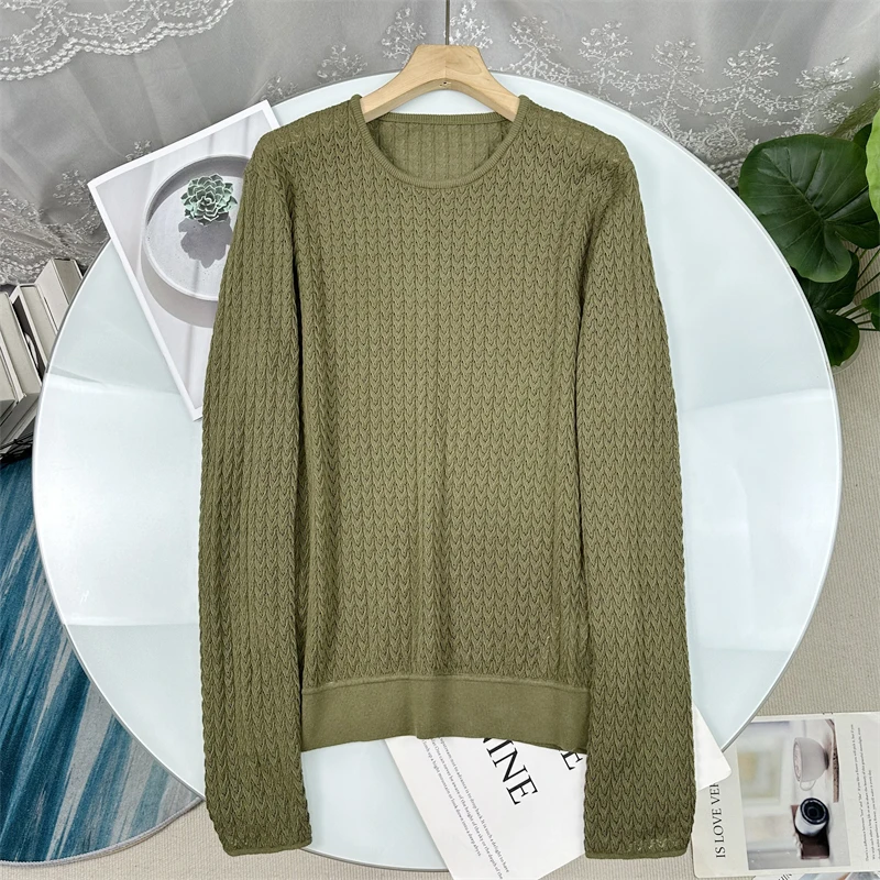 

Ultra-Thin Cotton Knitted round Neck Pullover Sweater Women's Loose Fit Long Sleeve Comfortable Breathable Color