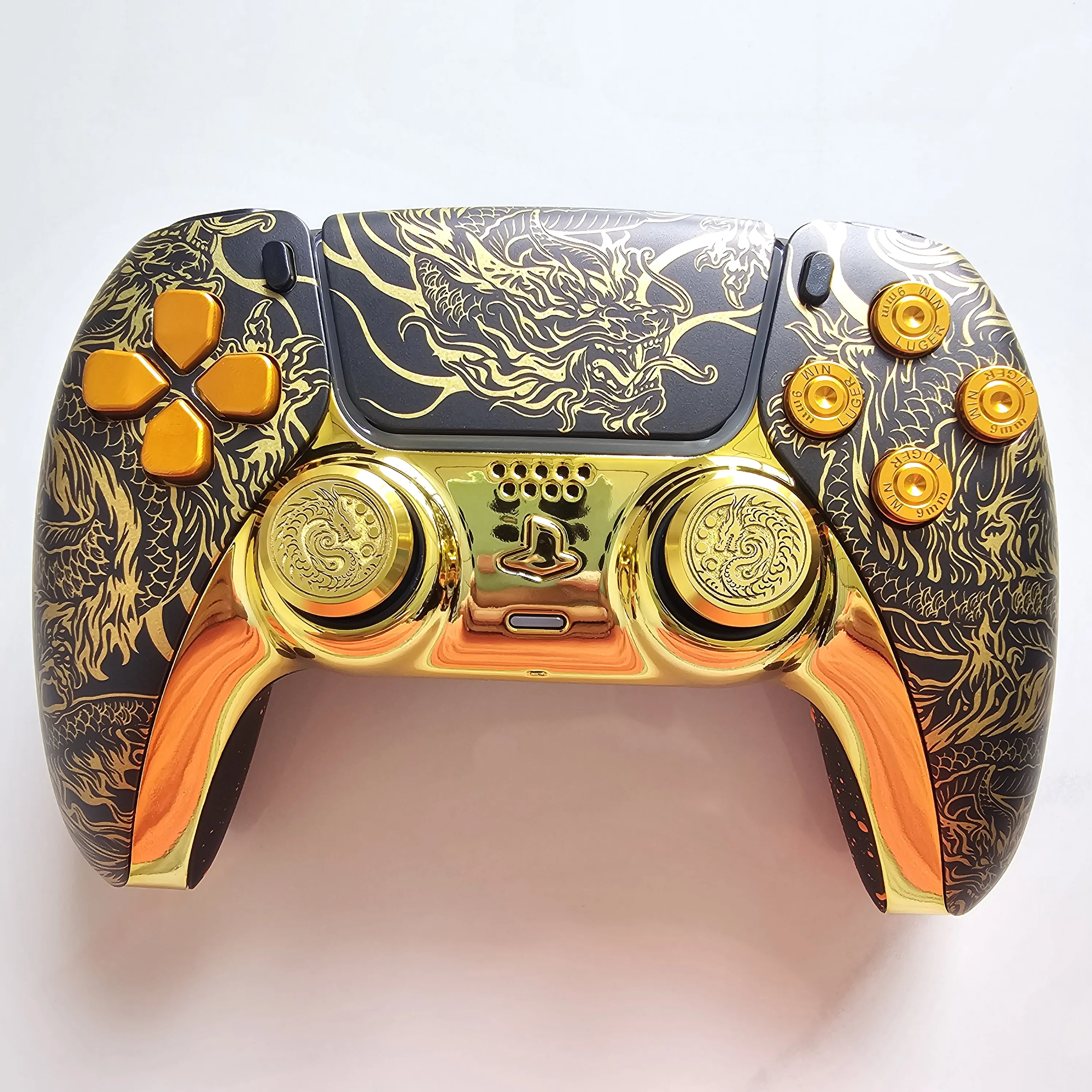 

High-End Limited Edition Original Customized Modified Ps5 Game Console Handle Ps5 Original Handle Wireless Controller Ps5 Dualsense Wireless Controller: Supreme Golden Dragon