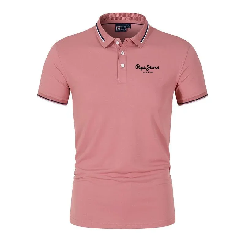 Men's Summer Casual Breathable Comfortable Polo Shirt Solid Color Short Sleeve T-Shirt Golf Business