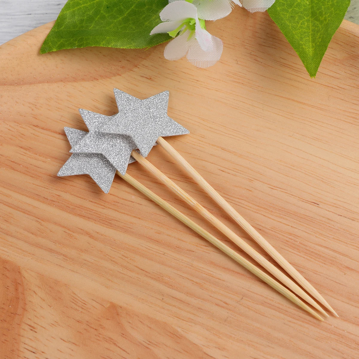 

50pcs Cake Toppers Stars Birthday Decoration for Cakes Pie Party Wedding Baby Shower Pentagram Glitter Reusable