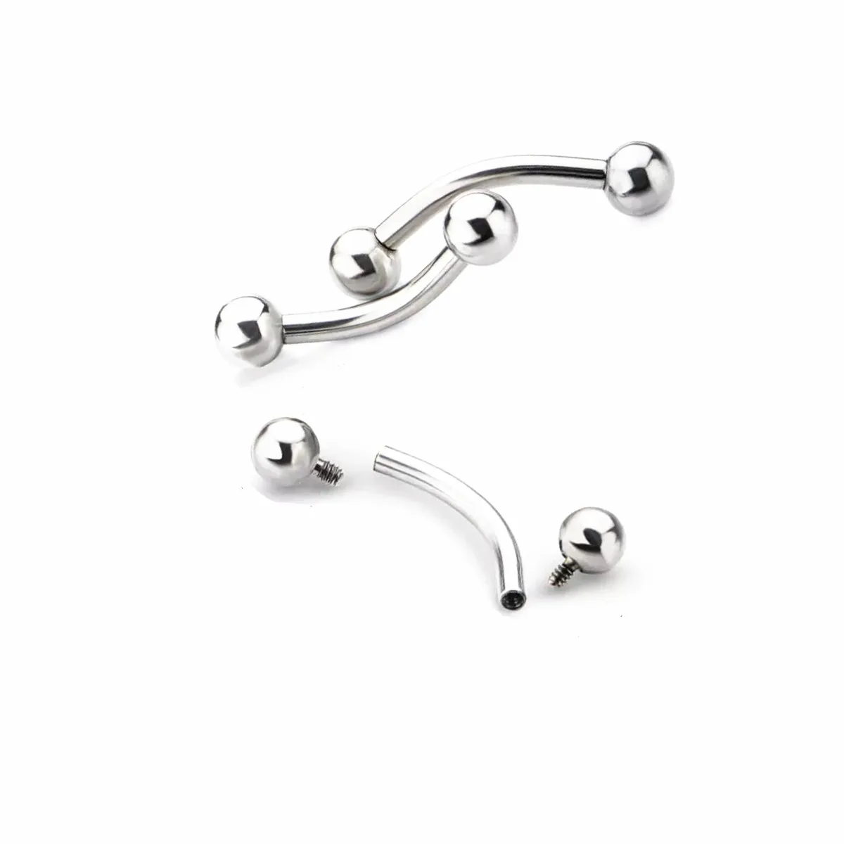 

ASTM F136 Titanium 14G 16G Curved Barbell Eyebrow Internal Thread Tragus Helix Ear Belly Lip Ring Body Piercing Jewelry