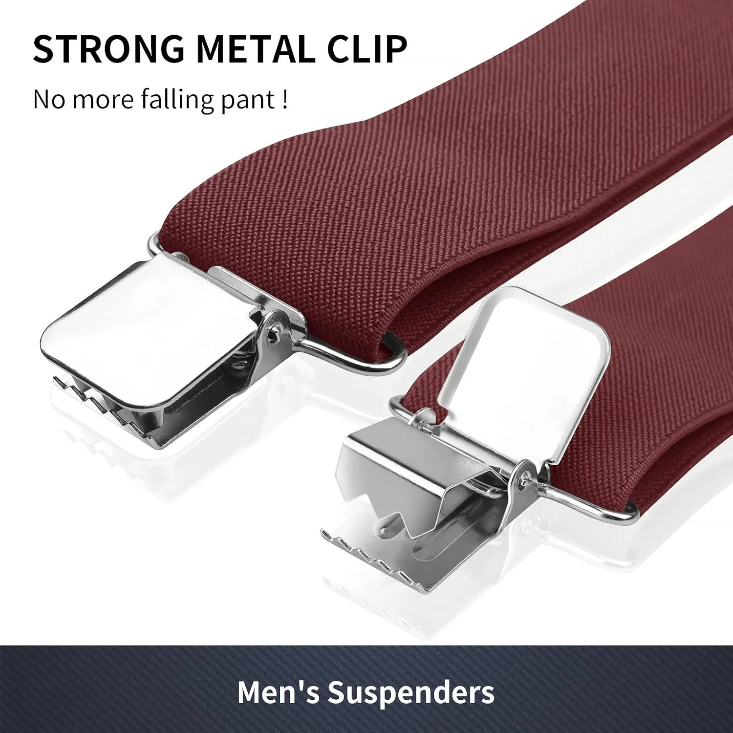 Hosenträger für Herren, Hosenträger mit starken 5,1 cm breiten, 4 Clips, robust, für Herren, hochelastisch, verstellbare Hosenträger im X-Stil – Detail 31