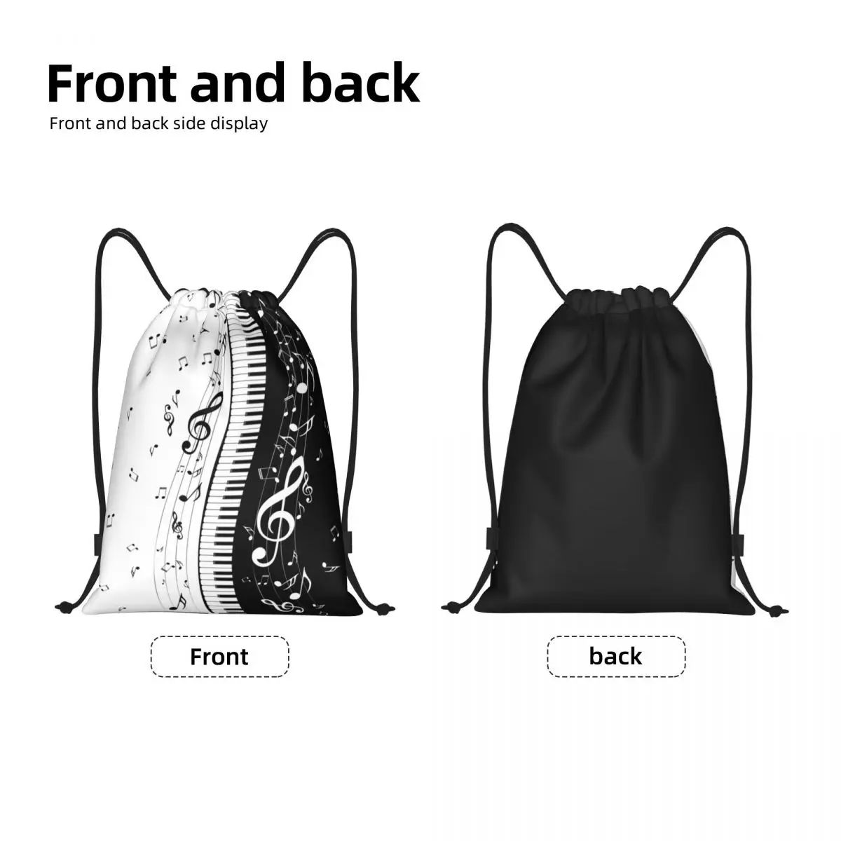 Piano Keys Music Notes Drawstring Backpack Women Men Sport Gym Sackpack Portable Shopping Bag Sack