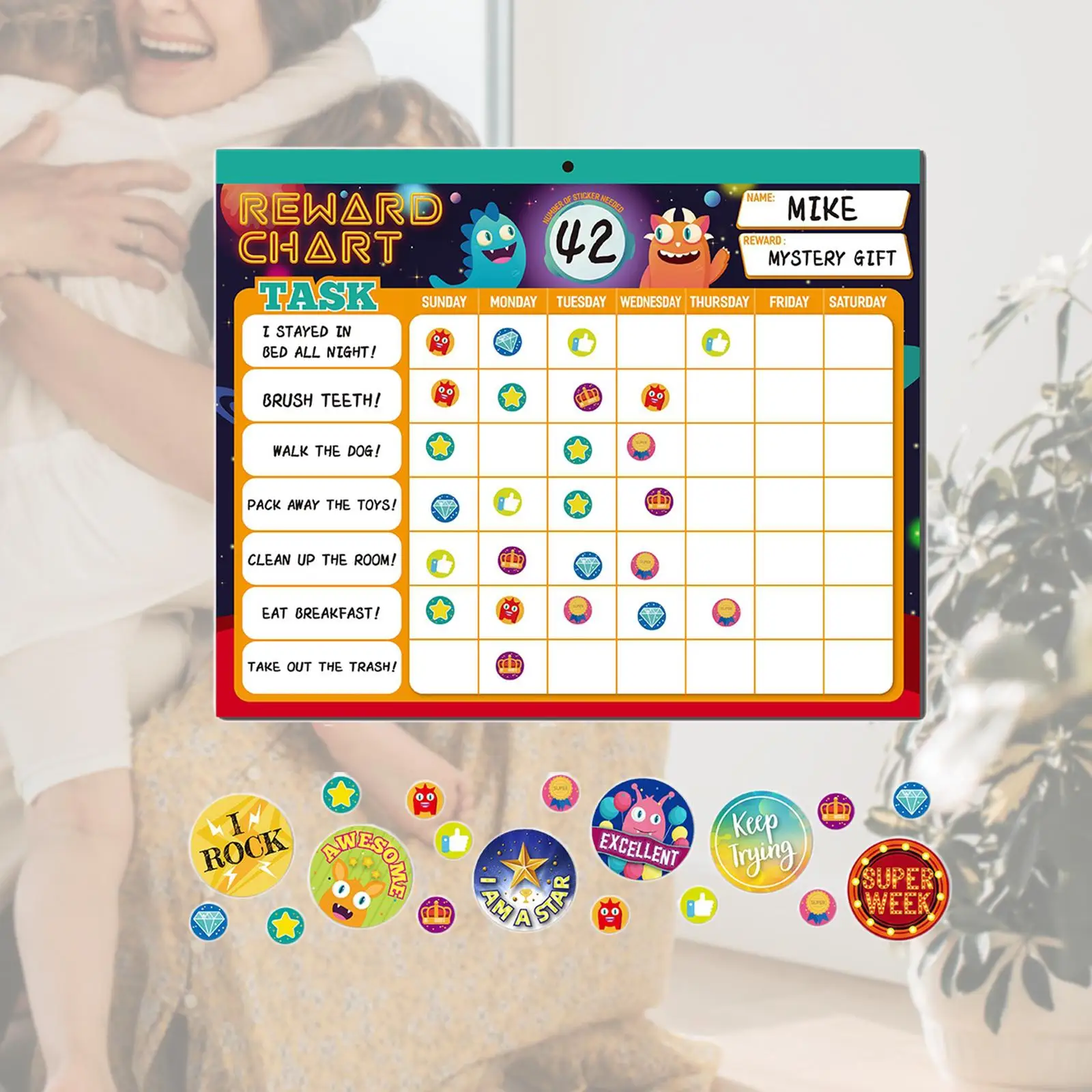 Kids Behavior Chart with Reward Stickers for Children Activities Paper Chore Tracker for Potty Training and Daily Tasks
