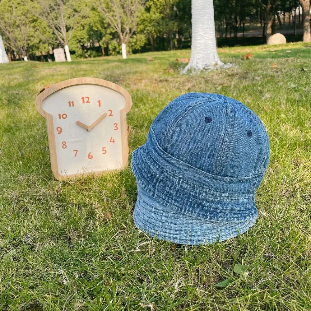 Korean Style Washed Denim Bucket Hat Infant Cap Panama Cap Children Fisherman Cap Headwear Solid Color Baby Sun Hat Girls