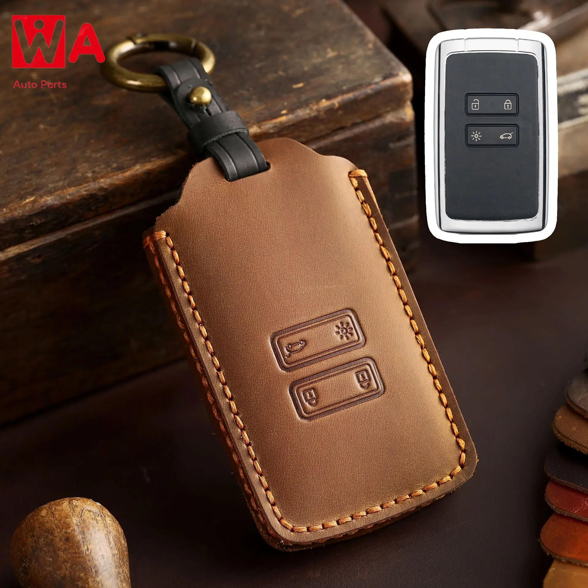 

Leather Car Remote Key Fob Cover Case For Renault Clio Talisman Megane Scenic Kadjar Captur Koleos