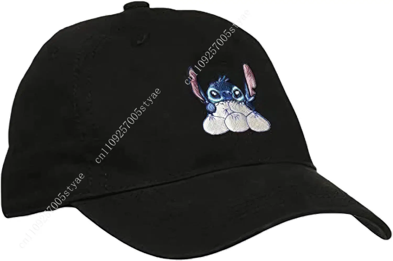 

Disney Stitch Eating Dumplings Embroidered Cotton Adjustable Dad Hat with Curved Brim Black One Size Printed Hat
