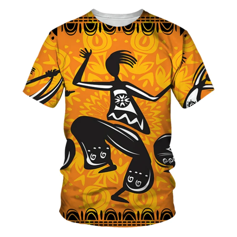 Men\'s T-shirt Retro Trend African dance Pattern Short Sleeve Daily Leisure Fashion Sports Style Comfortable Crew Neck Loose Tops