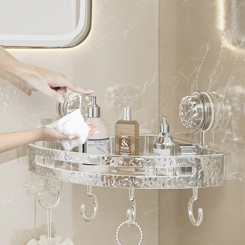 

Non Perforated Corrugated Suction Cup Corner Bathroom Storage Rack Toilet Corner Tripod Washbasin Towel Items Wall Mounted Rack
