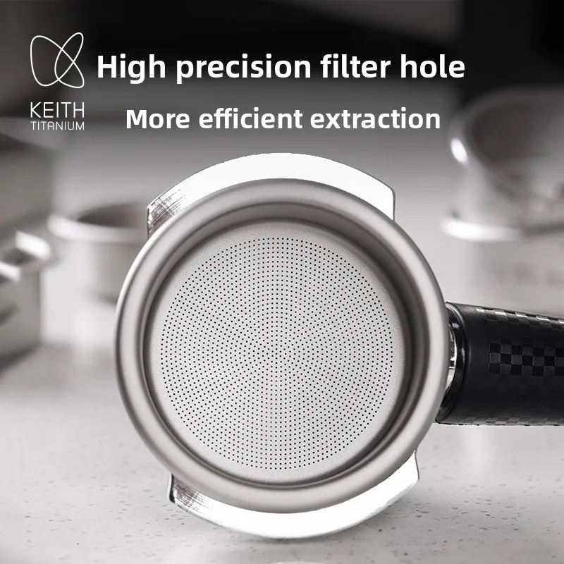

Фильтр для кофе KEITH Titanium 58 мм с быстрым нагревом и стабильной температурой для равномерного эспрессо. Подходит для портафильтров 58 мм