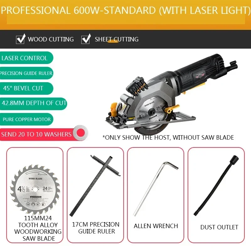 Gergaji bundar listrik Mini multifungsi, mesin pemotong kayu portabel 220V multifungsi untuk pekerjaan kayu