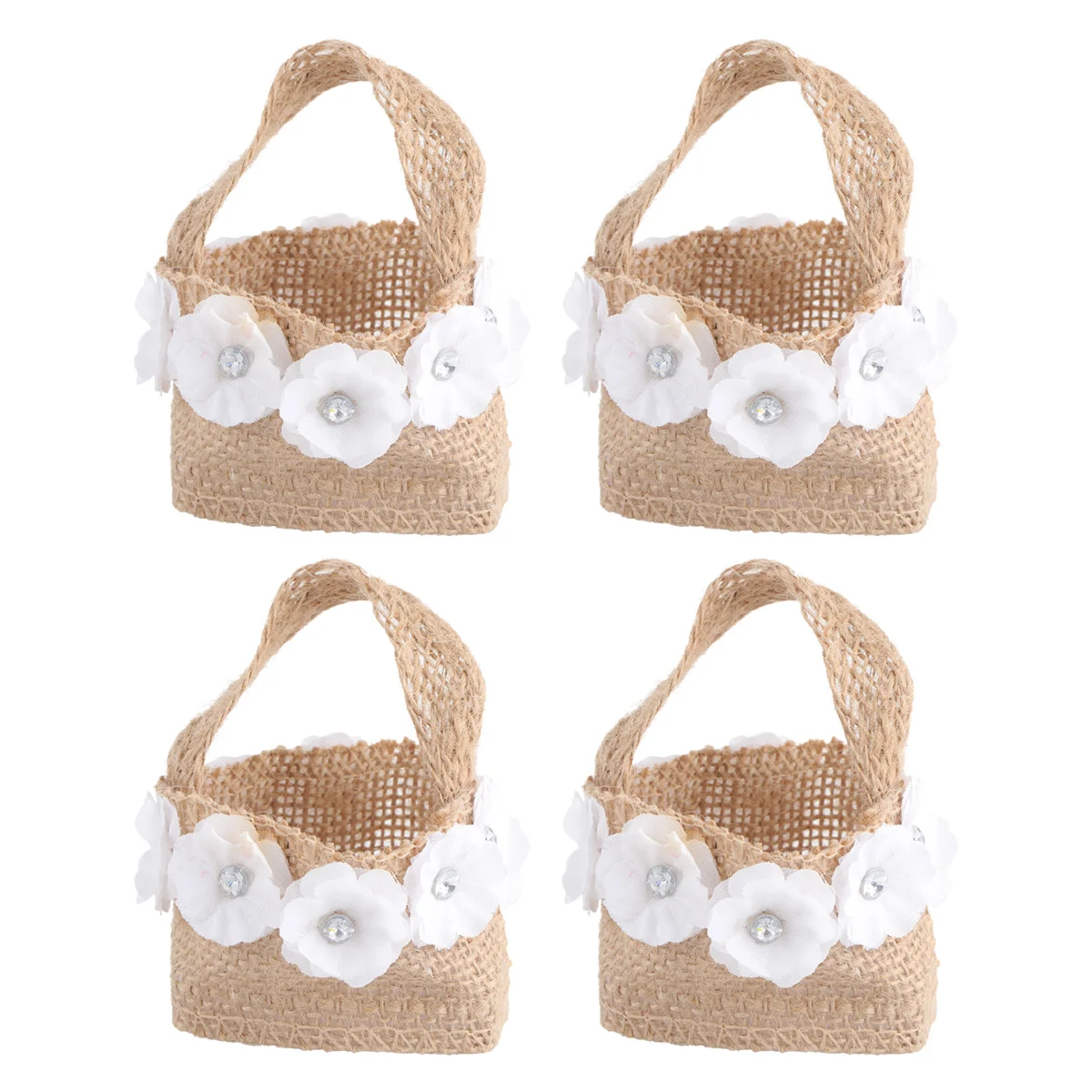 4 Pcs Handbags Candy Linen Banquet Storage Burlap Wedding Pouch Tote Gift Shopping