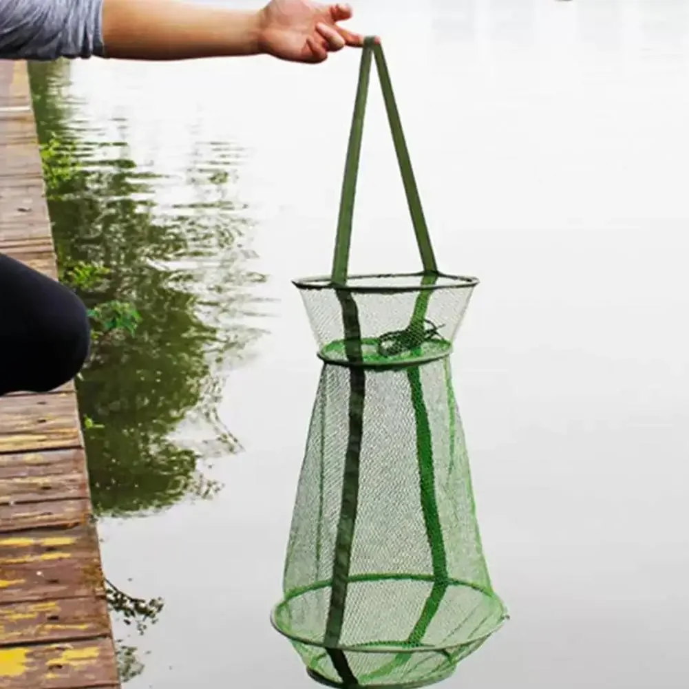 Nylon Mesh Fisherman Foldable Fishing Cage Fishing Net Bait Trap For Catching Fish Crab Crayfish Shrimp Keeping All Types Fish