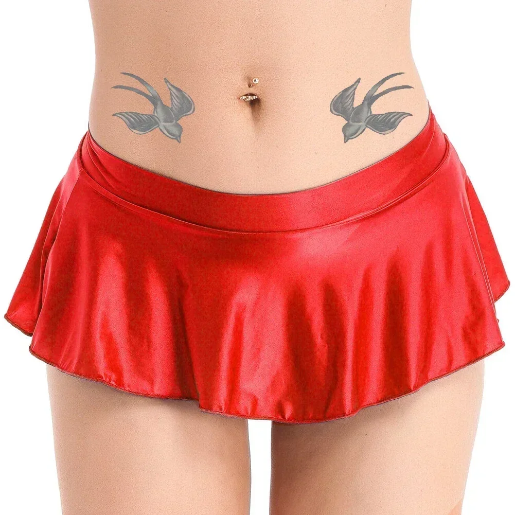 Bottom Swimwear Women Dress Skirts Sexy Womens Wetlook Shiny Skater Dance Party Skirt Clubwear in Various Colors