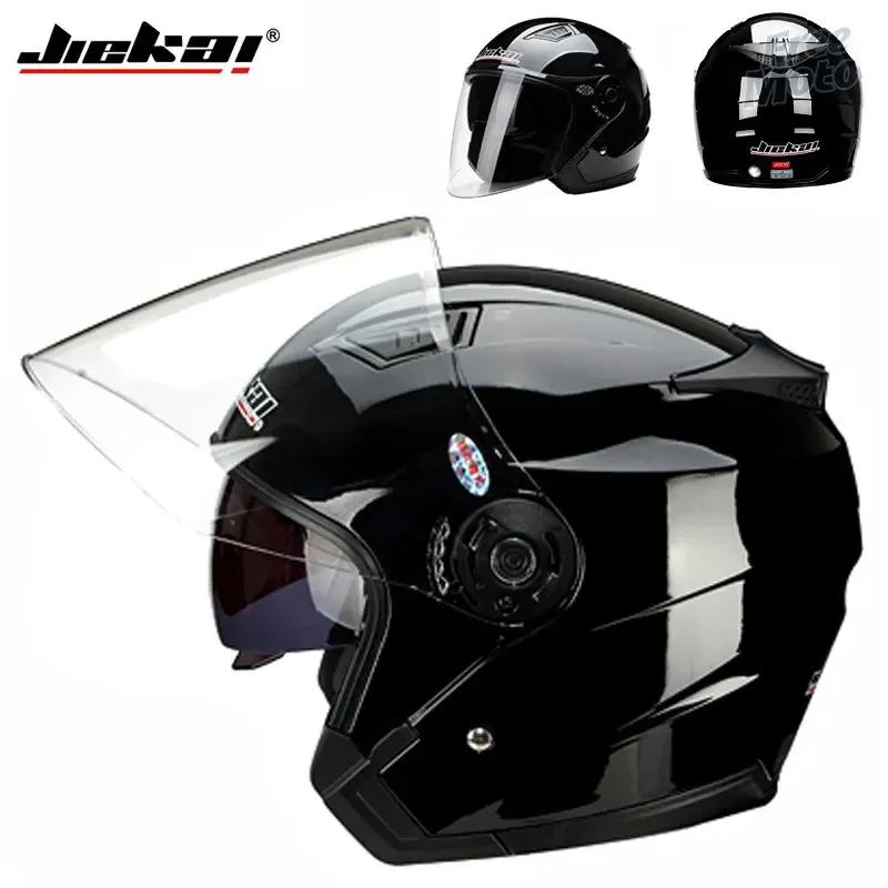 JIEKAI Motorcycle Half Helmet Men Dual Lens Scooter Moto Casco Village Riding Capacete De Moto Motocross Helmen