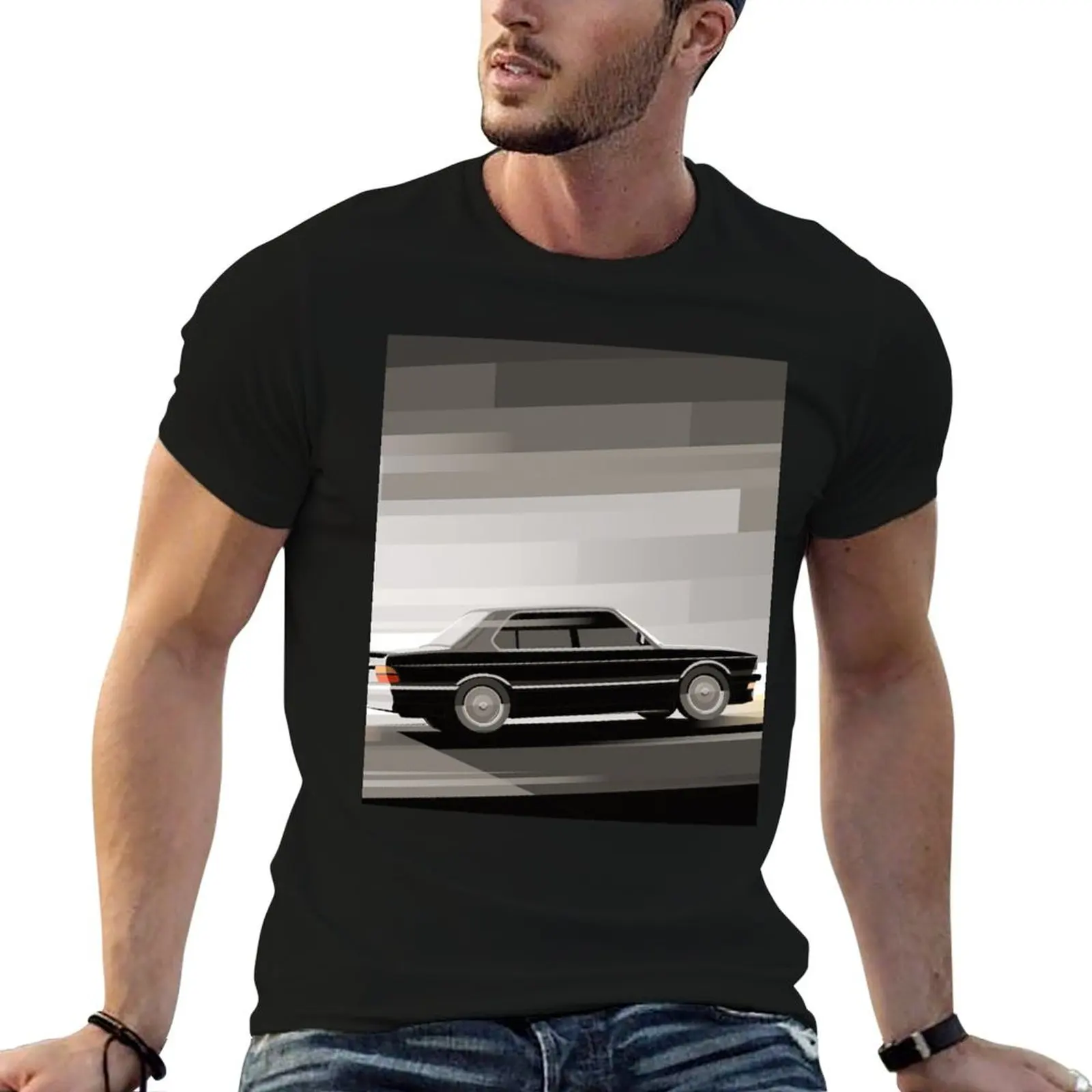 

1981 Classic Black E28 Sedan Graphic illustration T-Shirt t shirts for man pack cotton man tshirt T-Shirt
