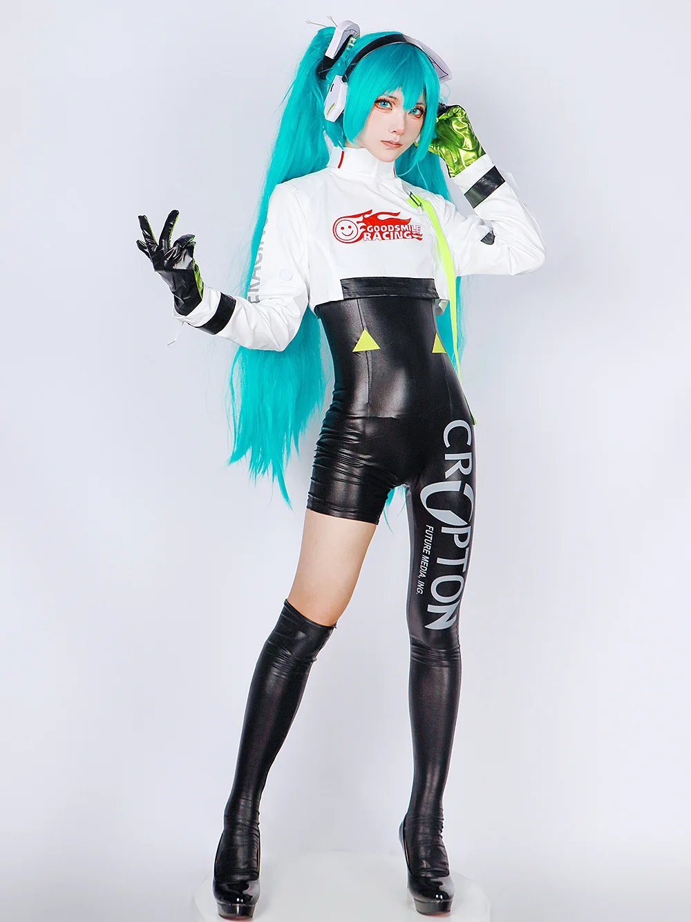 Mikuu Racer Cosplay Costume 2022 Racing Suit Women PU Leather L Bodysuit Jumpsuit Anime  Halloween Costumes