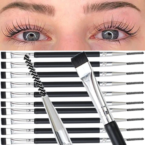 1/10 Uds. Cepillo de elevación de permanente de pestañas de doble cabeza hoja plana en ángulo separador de pestañas extensión de pestañas herramientas de maquillaje