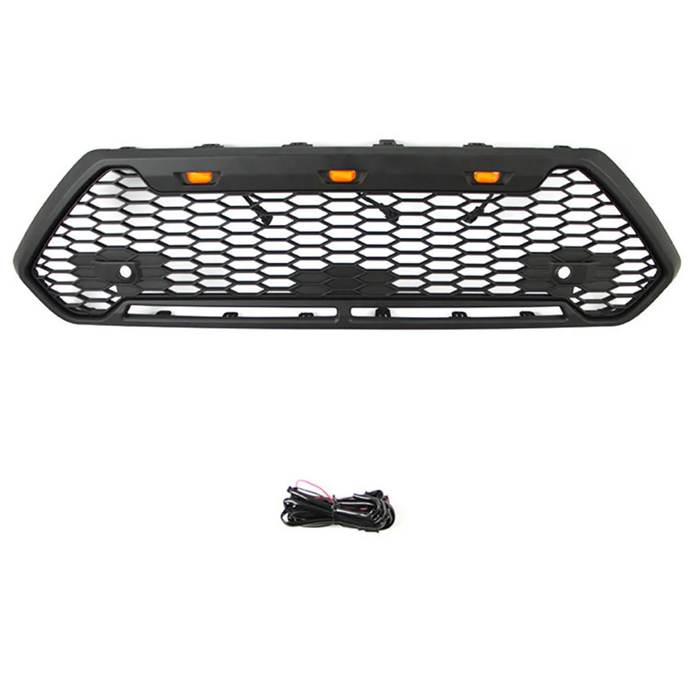 For Toyota RAV4 Adventure 2019-2022 Matte Black Front Grill Bumper Grille With Letter/LED Lights Exterior Styling Accessories