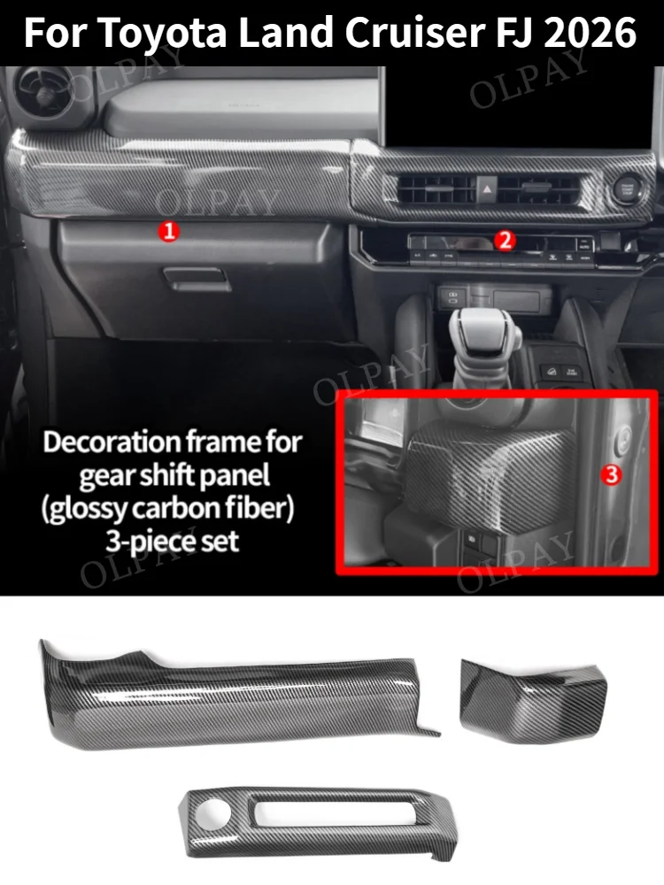 For Toyota Land Cruiser FJ 2026 Right Hand Drive Carbon Fiber Texture Central Control Dashboard Air Vent Decor Panel Trim Parts