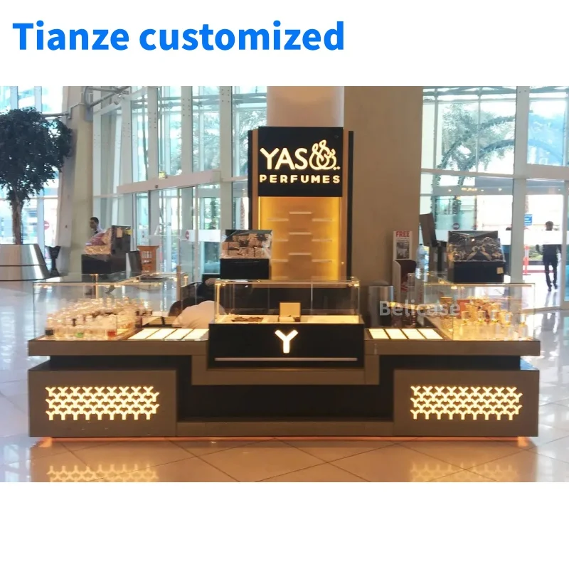 

（customized）Custom Luxury Perfumes Store Furniture Glass Showcase Cosmetic Aroma Display Cabinet Perfume Kiosk Stands Mall