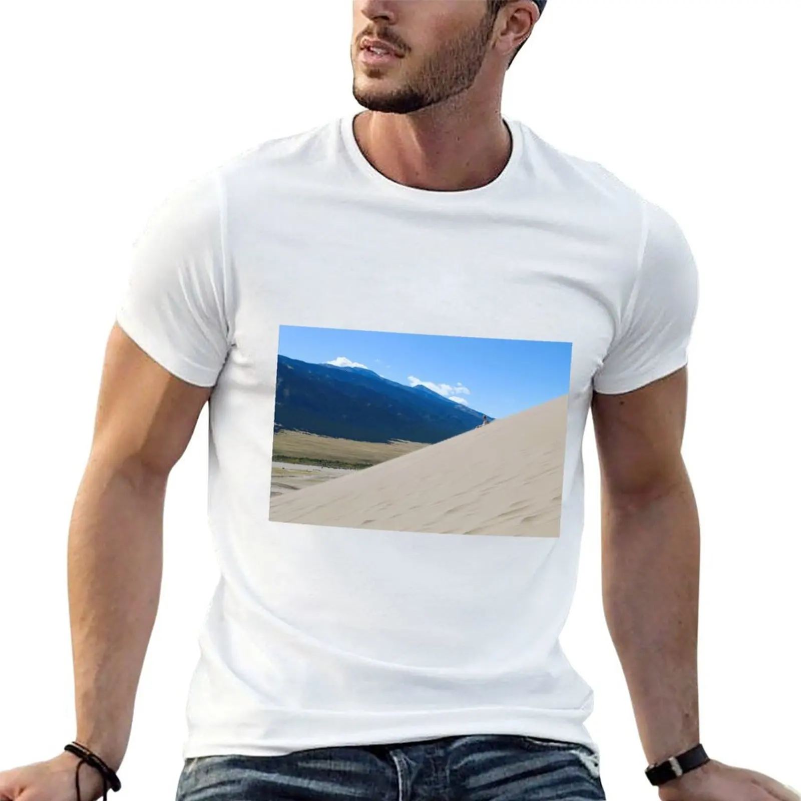 

Alone in the Sand Art Board Prints and Pillows T-Shirt t shirt custom print t shirts for man cotton T-Shirt