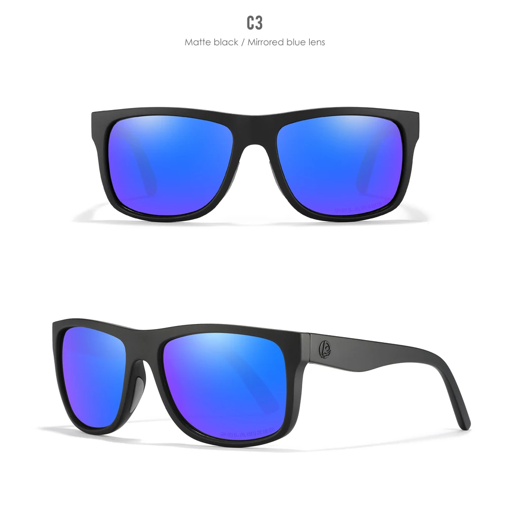 Kdeam polarisierte Sonnenbrille Männer Sport drei dimensionale Marke Logo tr90 quadratische Sonnenbrille ganz schwarz mit Reiß verschluss Fall kd0721 – Detail 16