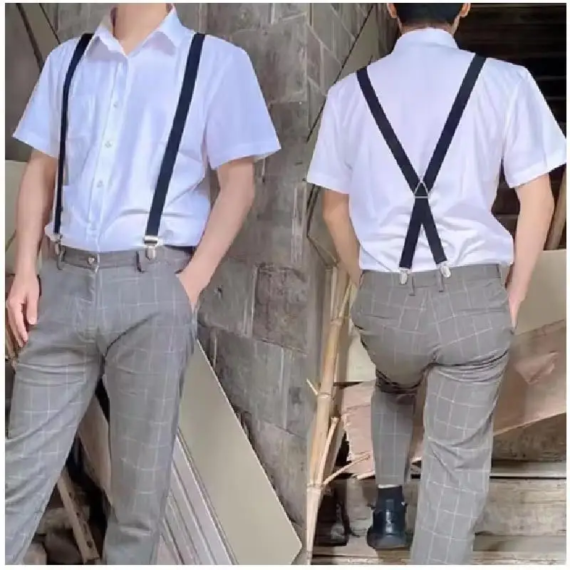 

4 Clips 2.5CM Wide Men Suspenders Women Elastic Adjustable Adult Braces Suspender Kids Children Boys Girls Wedding Accessories
