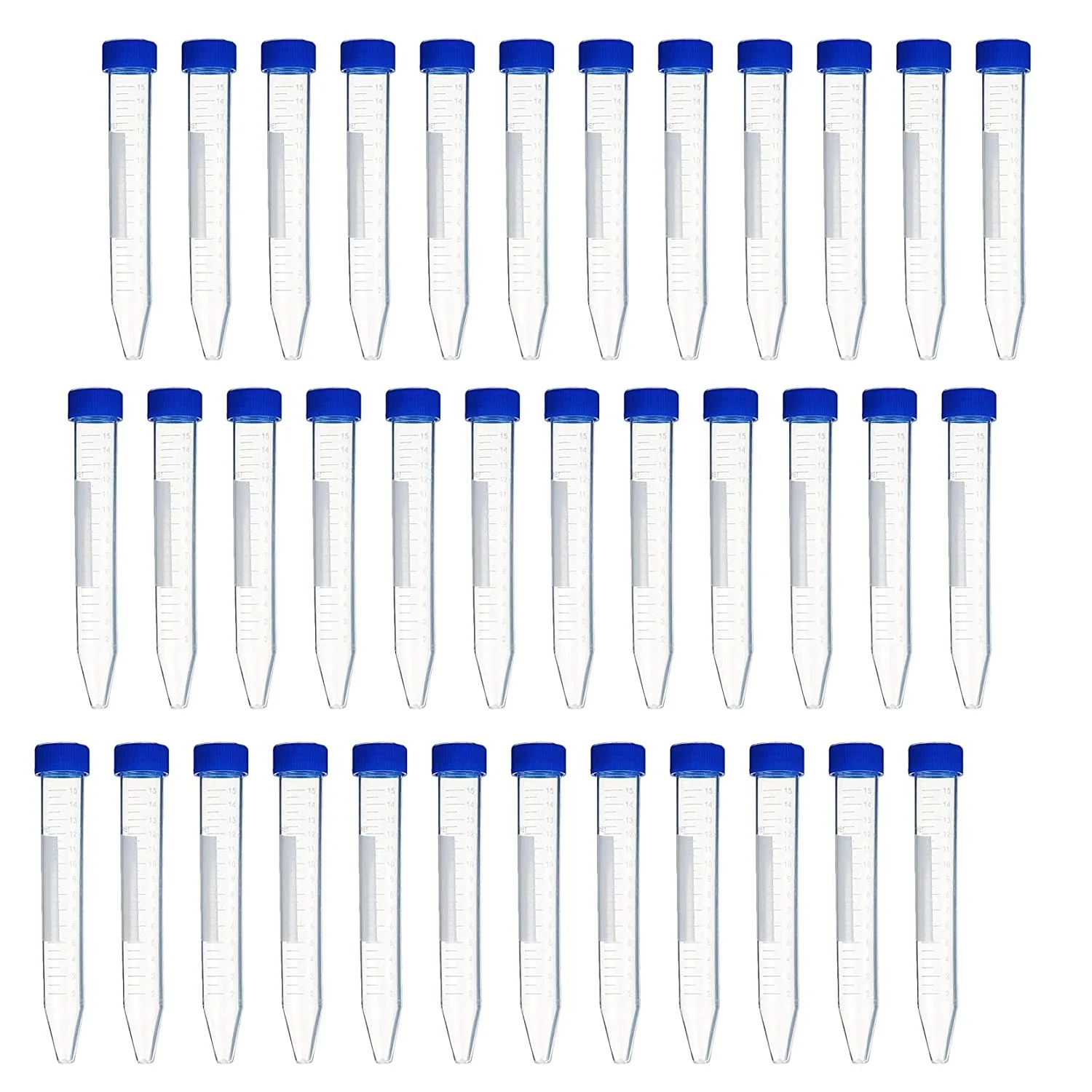 500Pcs 15mL Conical Centrifuge Tubes Polypropylene Leak-Proof Screw Caps Graduated Lab Test Container with Write-on Spot