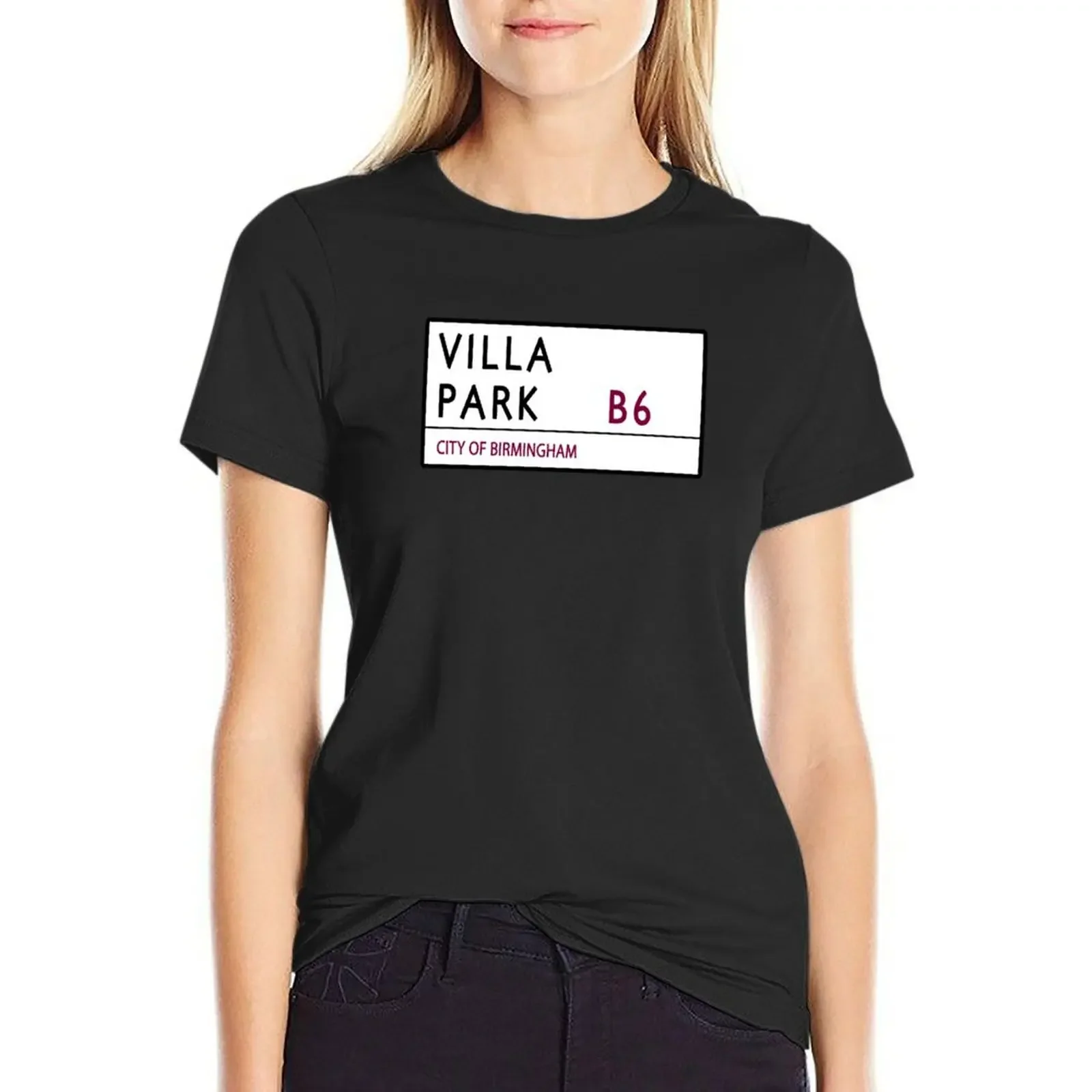 Villa Park Road Sign T-shirt korean fashion tops anime clothes Women's t-shirt