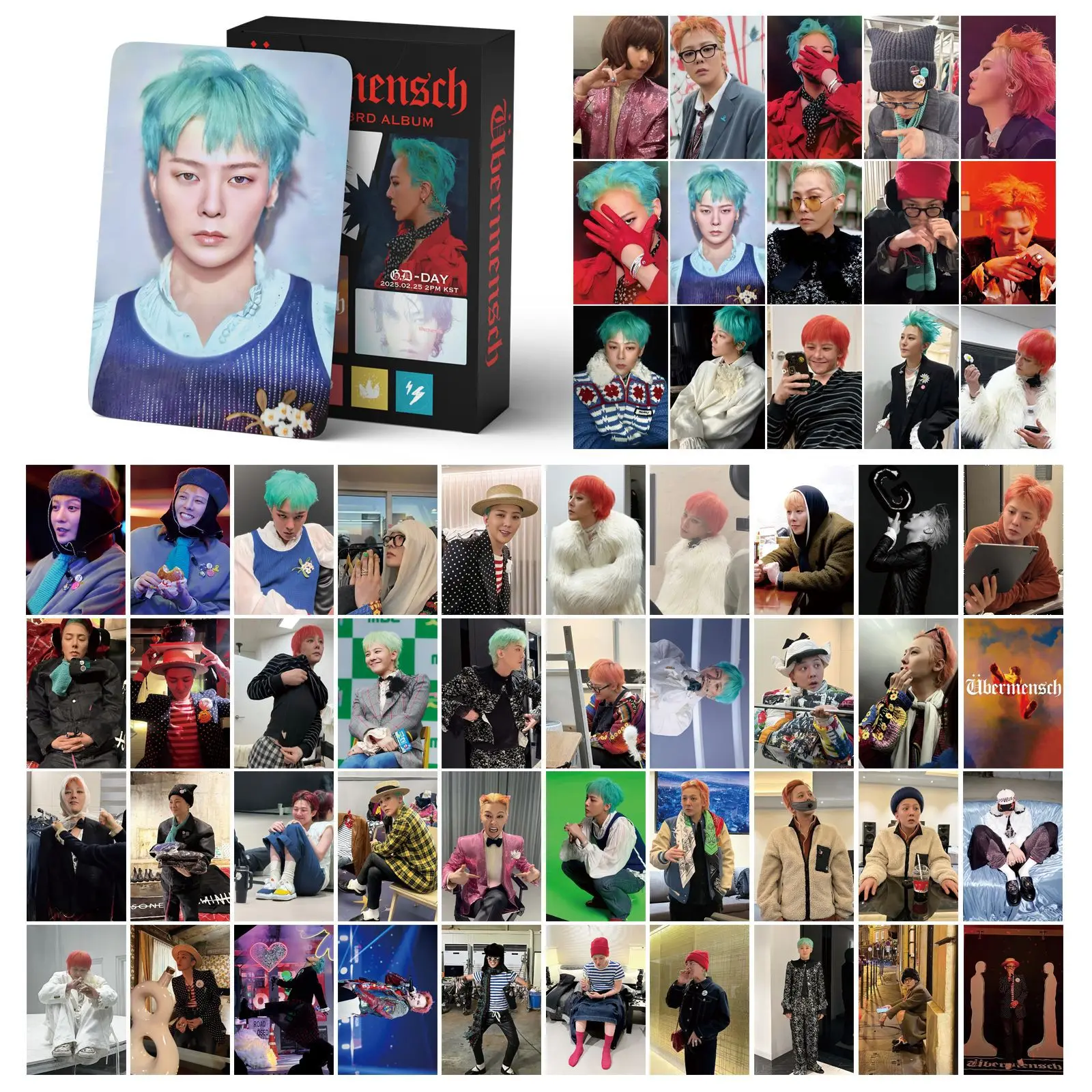 55 قطعة G-DRAGON GD UBERMENSCH على الوجهين بطاقة LOMO بطاقات الصور مجموعة صناديق K-POP تحصيل ألبوم Merch هدية