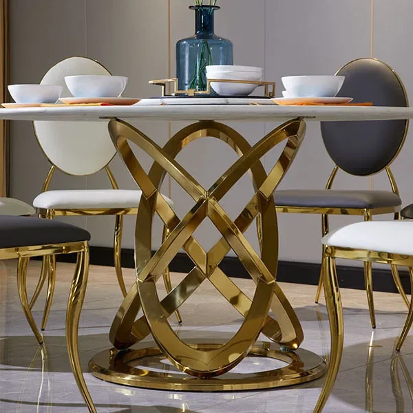 Round dining table and chair combination simple postmodern light luxury